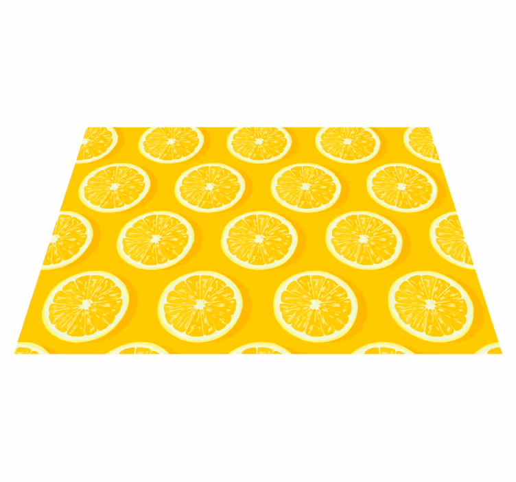 Kitchen vinyl rug with sliced lemons design - TenStickers
