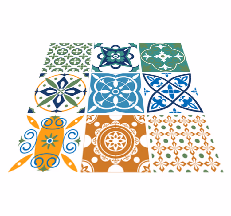 Kitchen vinyl rug with porcelain tile design - TenStickers