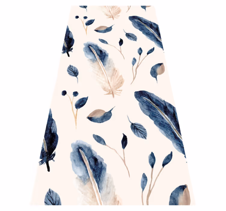 Flying leaves and feathers kitchen vinyl rug - TenStickers