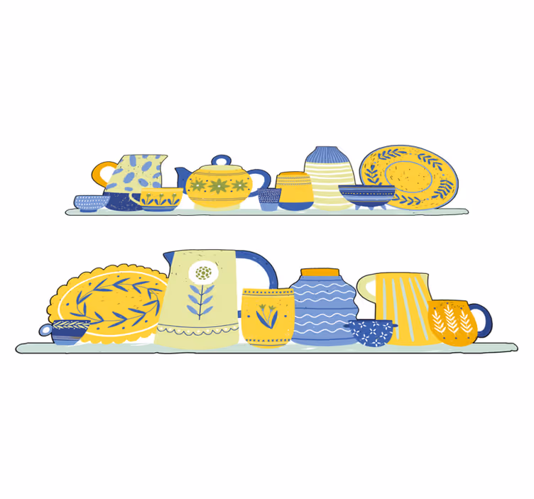 Kitchen vinyl rug vintage elegant kitchen shelf - TenStickers