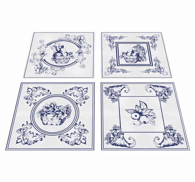 Kitchen vinyl rug belgian ceramics design - TenStickers