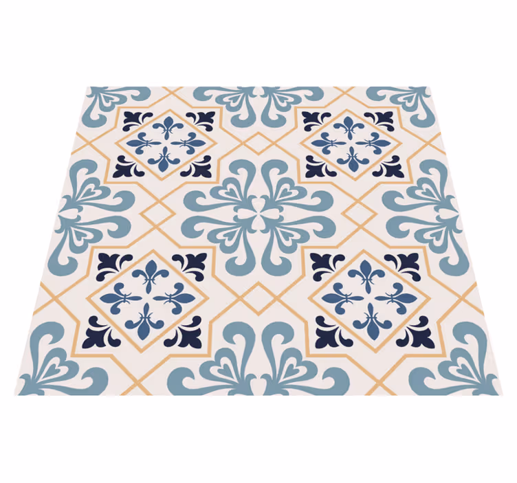Kitchen vinyl rug with yellow portuguese tile pattern - TenStickers