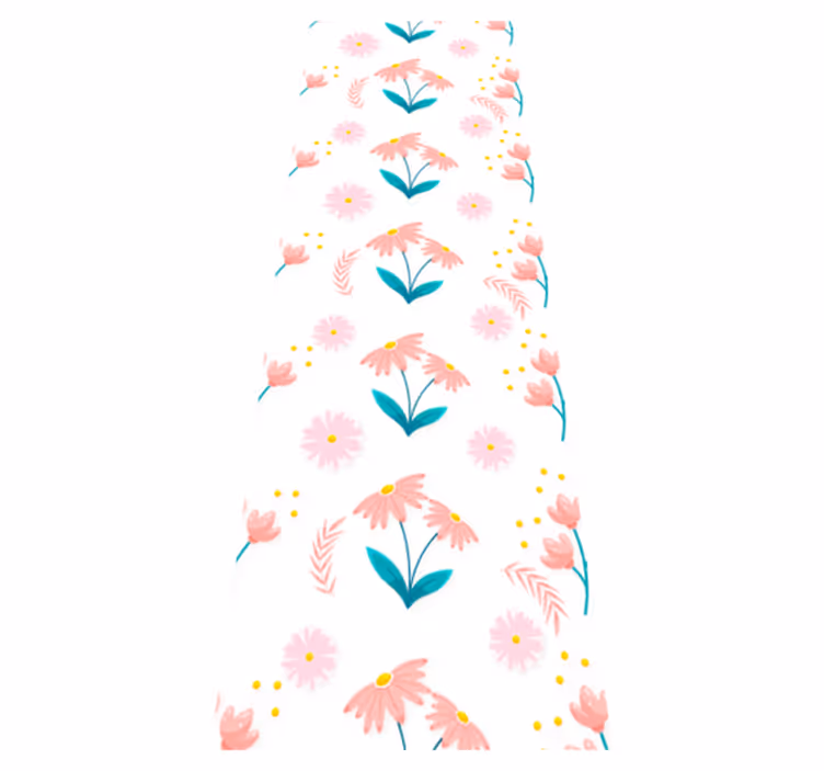 Bedroom vinyl rug with minimalistic pastel flowers and dots - TenStickers