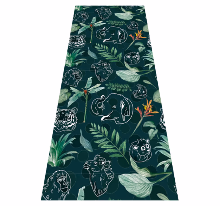 Colorful jungle animals and trees bedroom vinyl rug - TenStickers