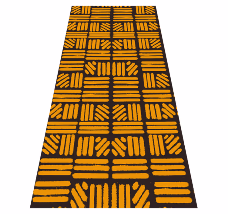 Bedroom vinyl rug with golden abstract art design - TenStickers