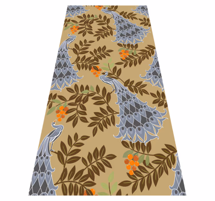 Bedroom vinyl rug with gray peacock design - TenStickers