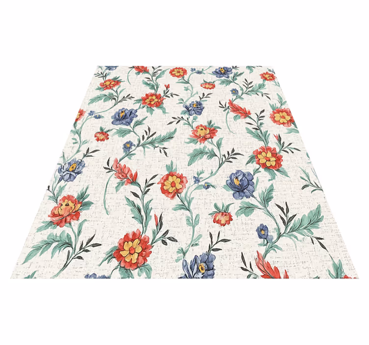Bedroom vinyl rug with retro floral design - TenStickers