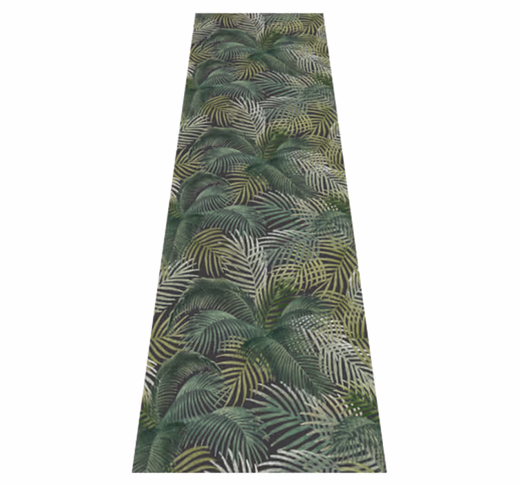 Office vinyl rug with green palm leaves design - TenStickers