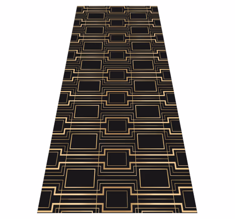 Office vinyl rug with gold frame art decor pattern - TenStickers