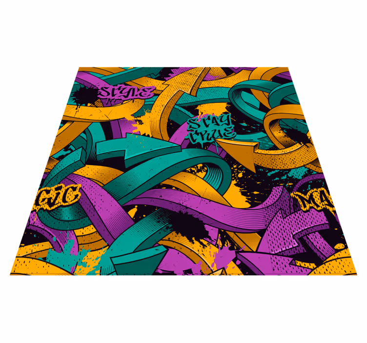 Bedroom vinyl rug with realistic graffiti wall design - TenStickers