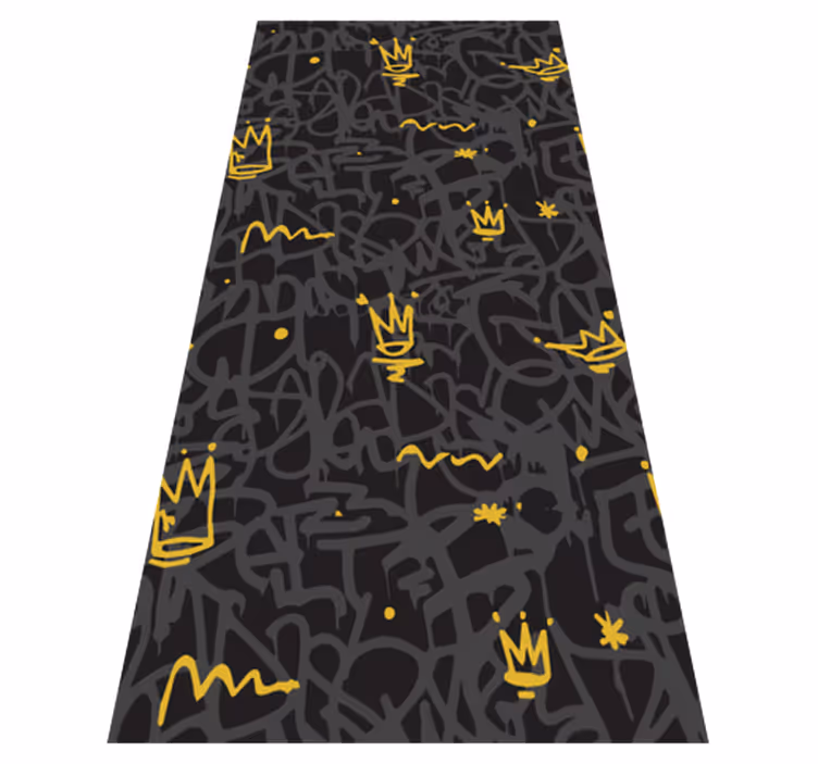 Bedroom vinyl rug black and gold crown design - TenStickers