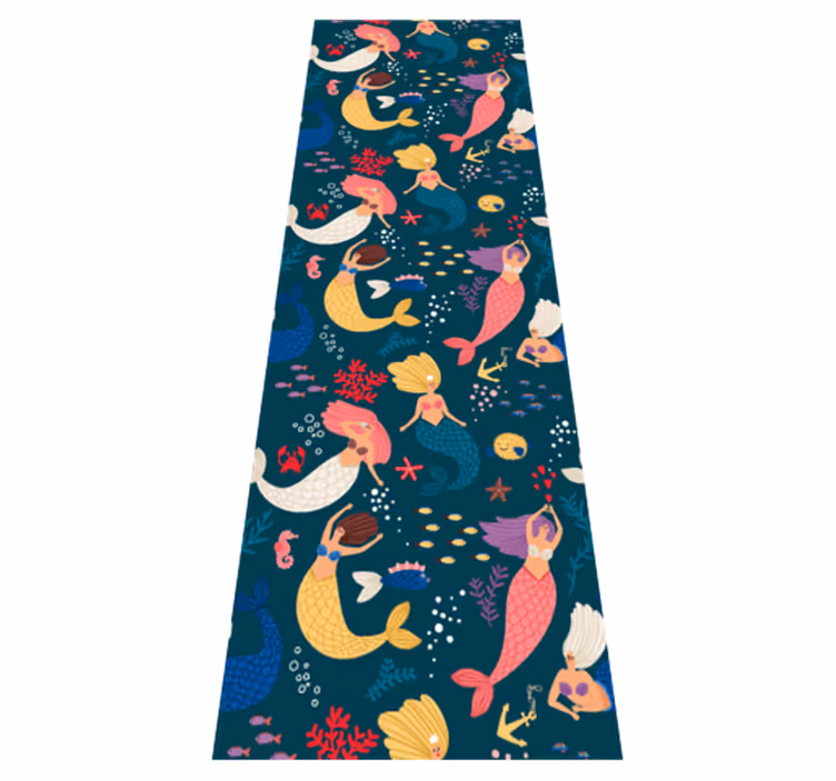 Bedroom vinyl rug dark blue mermaid design - TenStickers