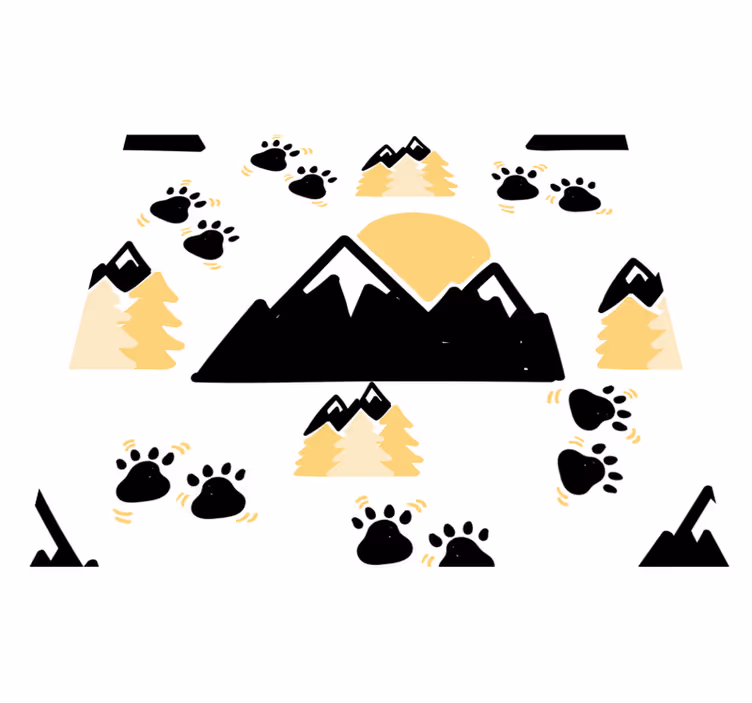 Bedroom vinyl rug with mountain footprints on white - TenStickers