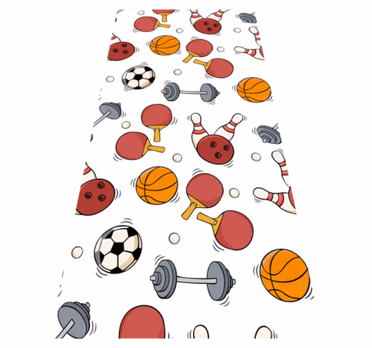 Bedroom vinyl rug with sports doodle sketches - TenStickers