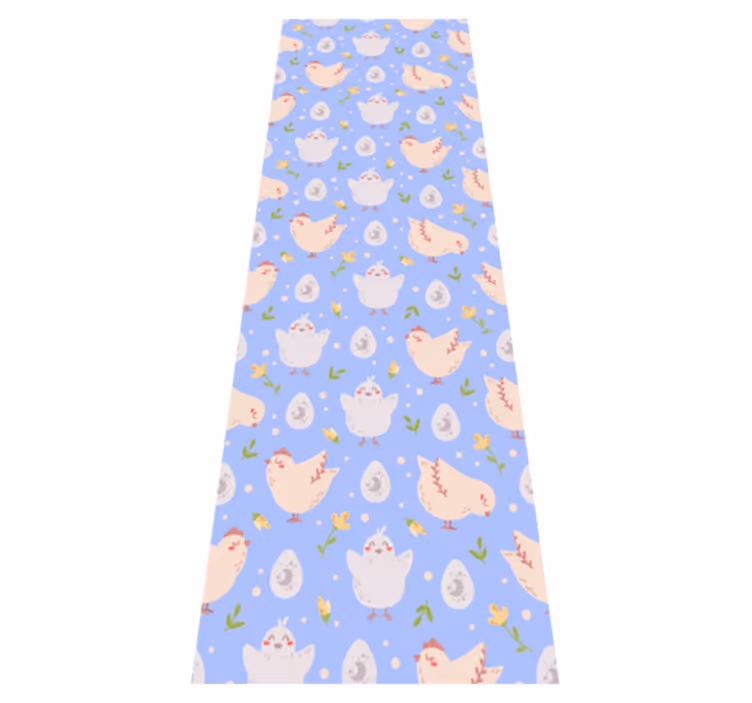 Bedroom vinyl rug featuring kids' chicken characters - TenStickers