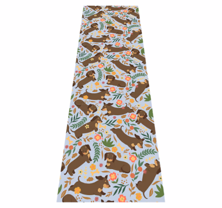 Bedroom vinyl rug with dachshund and flowers design - TenStickers
