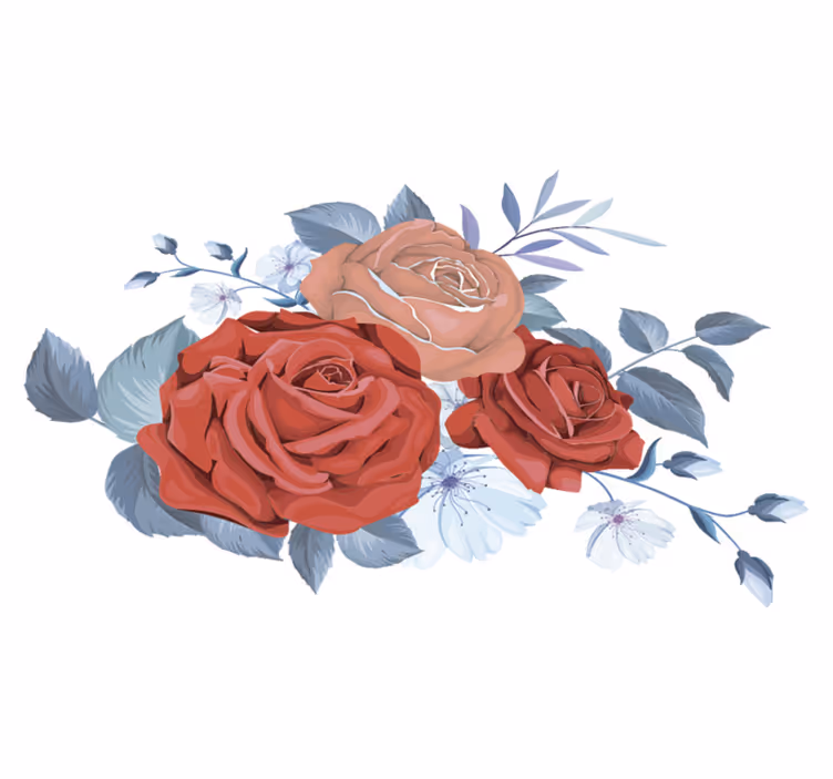 Bedroom vinyl rug blue bouquet flowers design - TenStickers