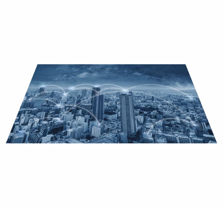 Bedroom vinyl rug city skyline design - TenStickers