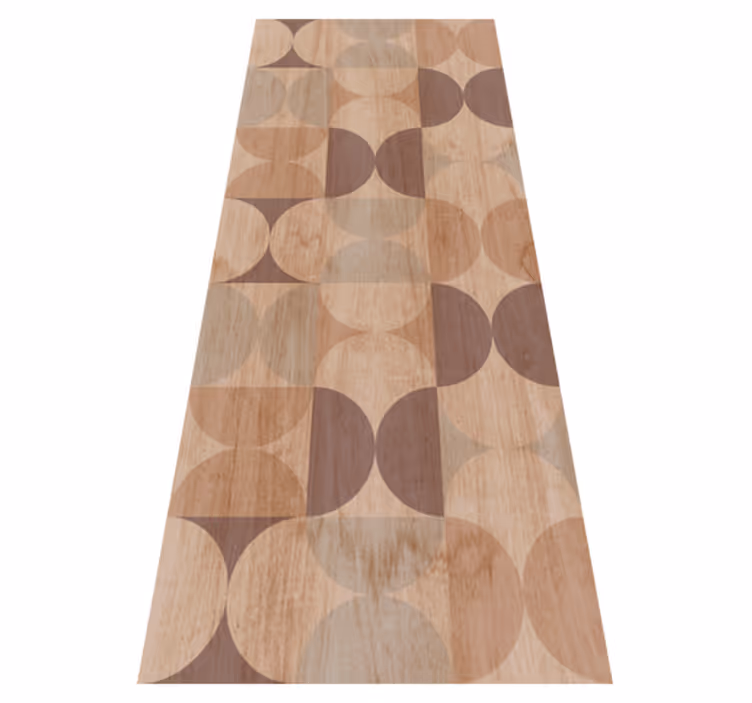 Nordic vinyl rug in brown geometric wood design - TenStickers