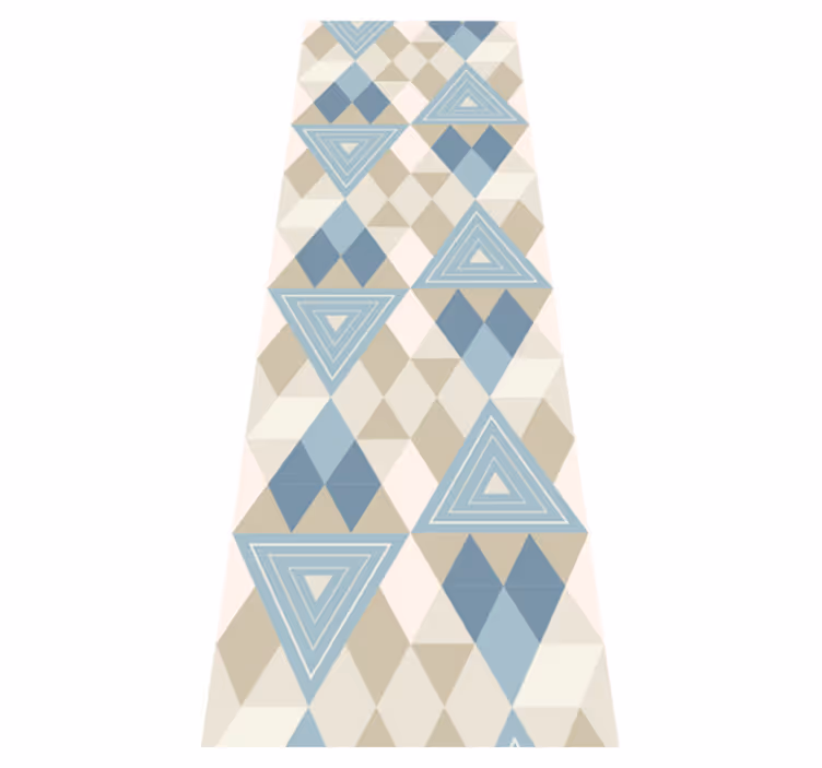 Nordic vinyl rug with geometric blue pattern - TenStickers