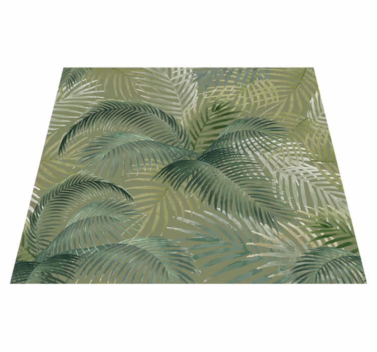 Nature vinyl rug with green leaves design - TenStickers