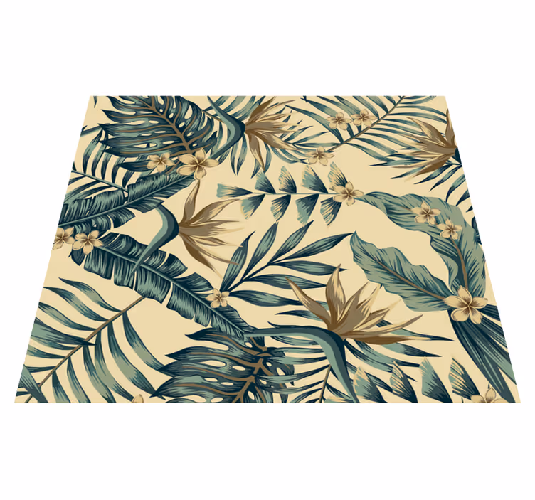 Nature vinyl rug tropical leaves design - TenStickers