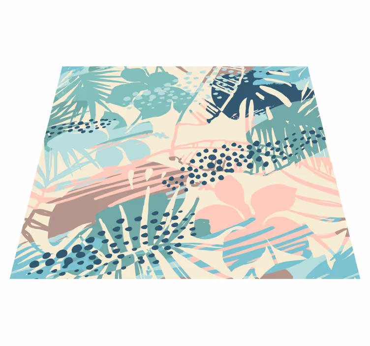 Nature vinyl rug with tropical plants and flowers - TenStickers