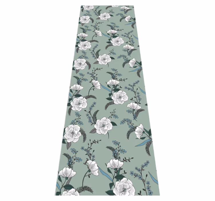 Nature vinyl rug featuring a beautiful white magnolia tree - TenStickers