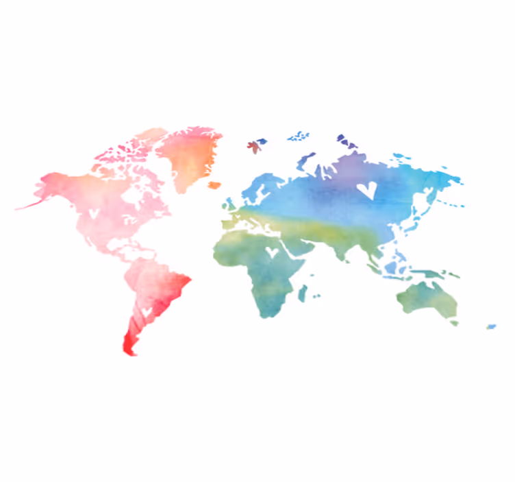 World map vinyl rug watercolor texture design - TenStickers