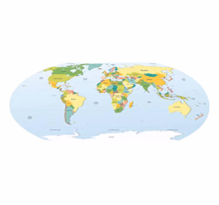World map vinyl rug political world map decor - TenStickers