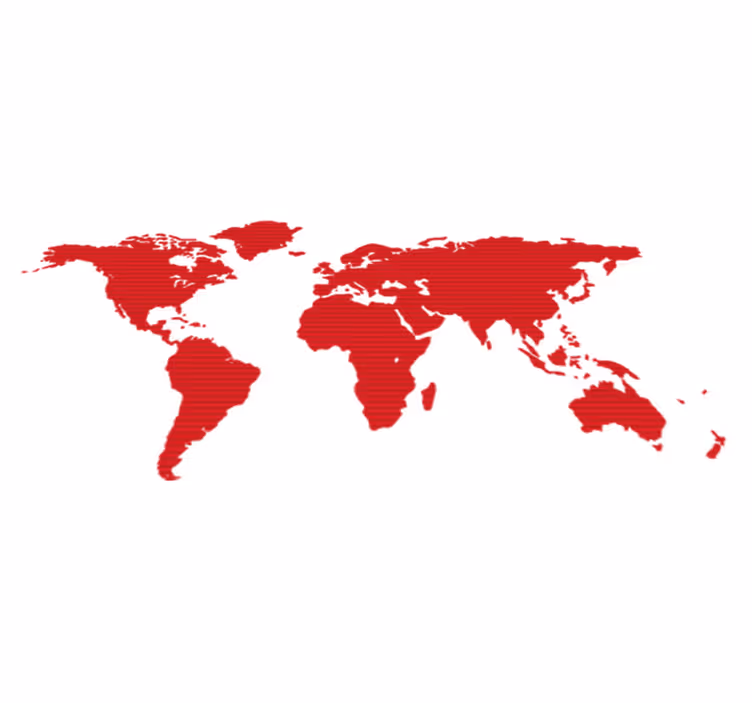 World map vinyl rug red map with lines - TenStickers