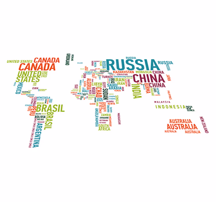 World map vinyl rug colorful country design background - TenStickers
