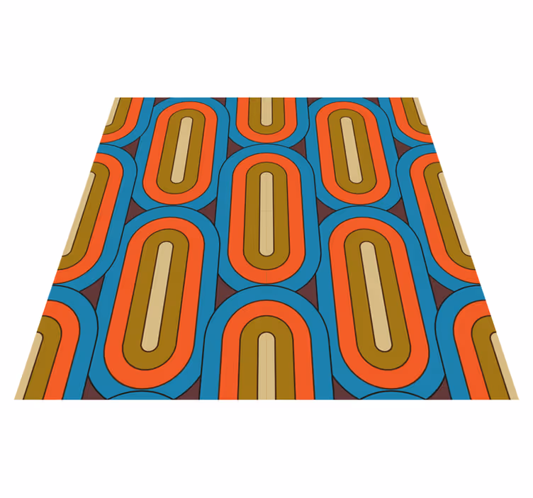 Vintage vinyl rug retro rounded blue - TenStickers
