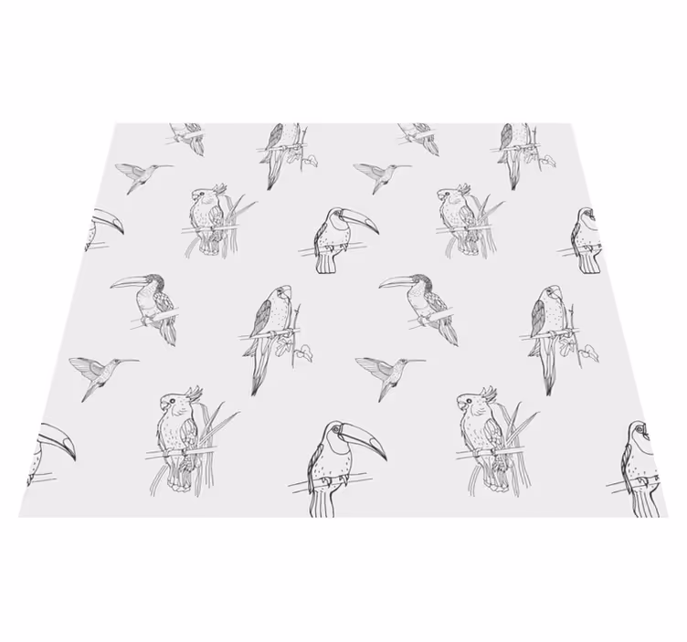 Animal vinyl rug featuring parrots and toucans - TenStickers