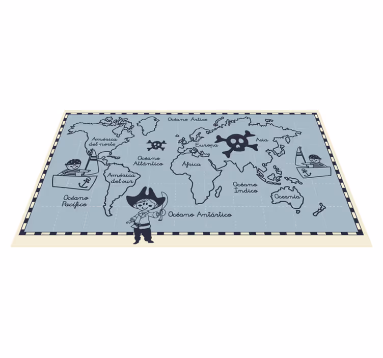 World map vinyl rug pirate treasure adventure - TenStickers