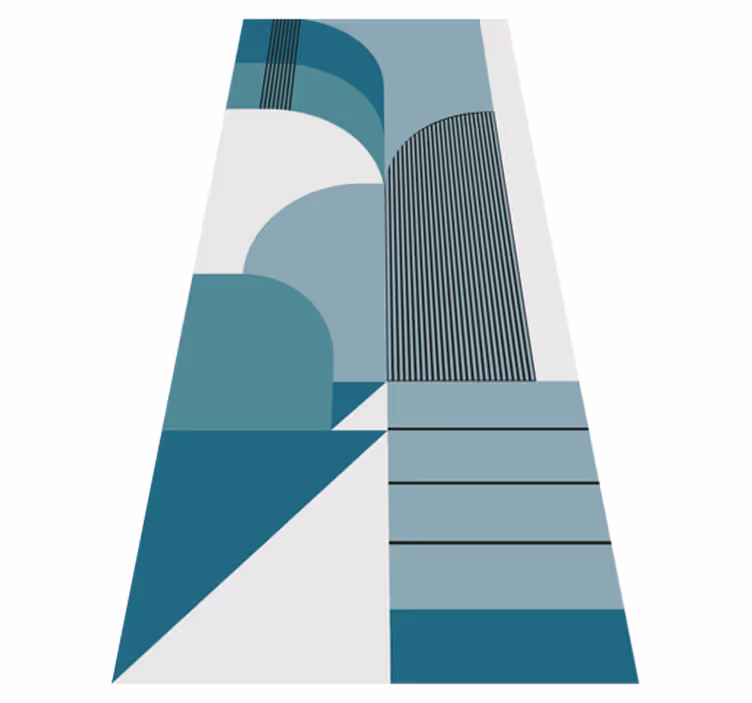Modern vinyl rug in blue geometric urban style - TenStickers