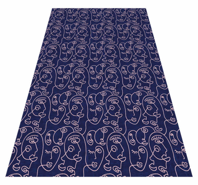 Textured vinyl rug featuring abstract blue women - TenStickers