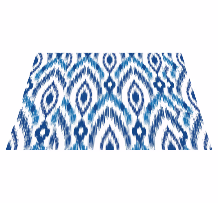 Textured vinyl rug in blue ikat design - TenStickers
