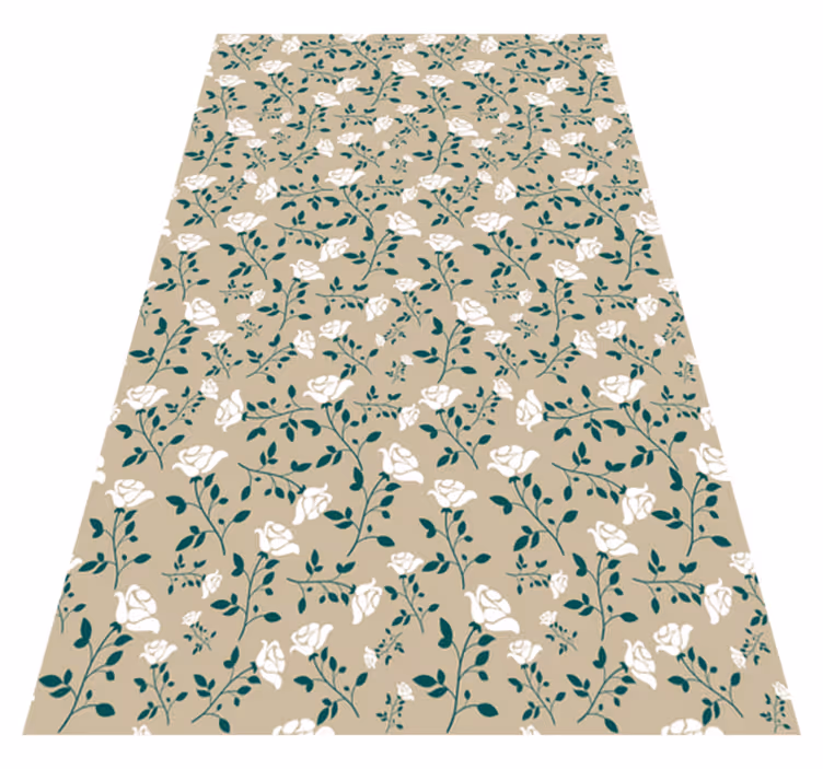 Vintage vinyl rug with white rose design - TenStickers