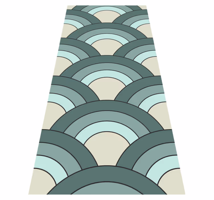 Vintage vinyl rug with layered wave designs - TenStickers