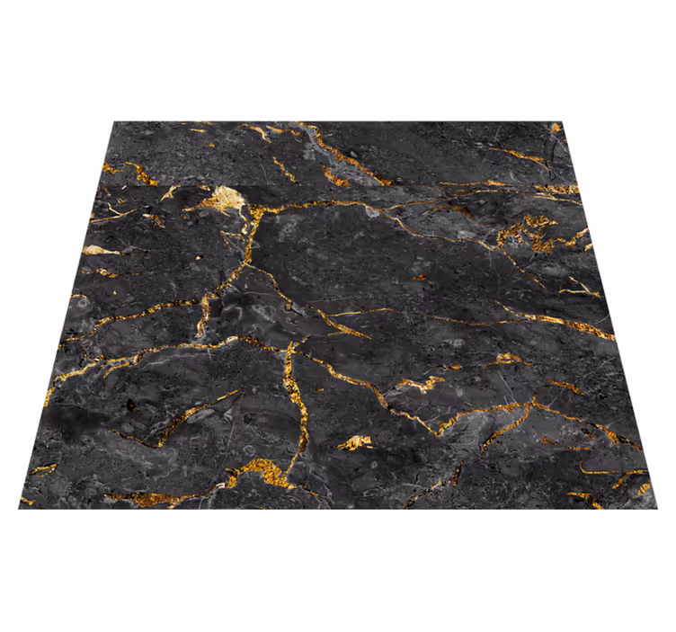Textured vinyl rug in black gold marble design - TenStickers