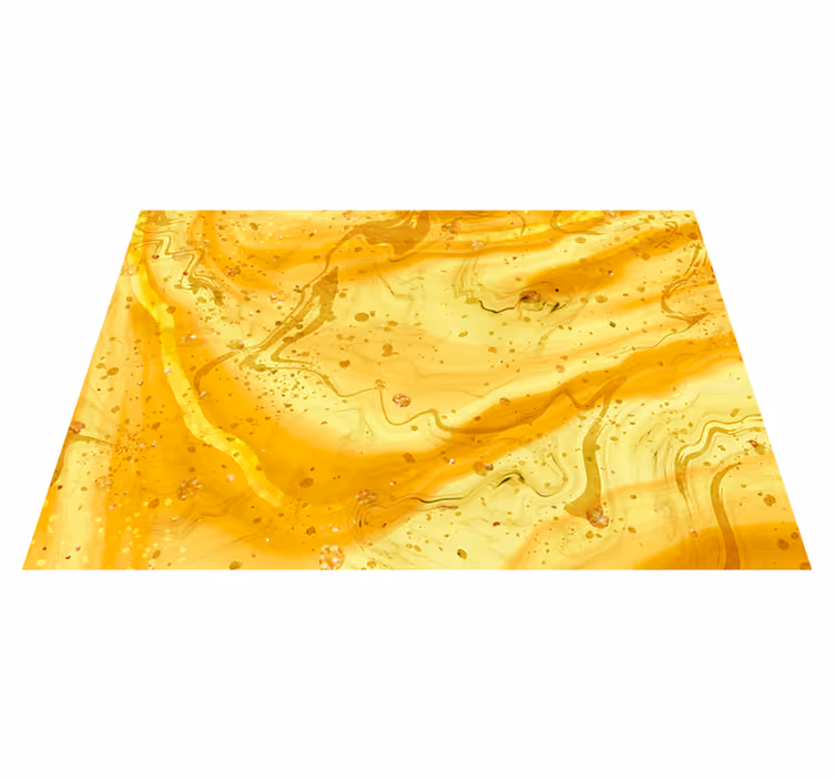 Textured vinyl rug yellow liquid marbles gold splatter - TenStickers