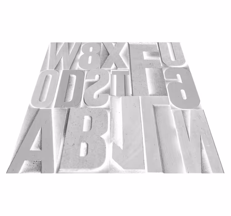 Custom vinyl rug with 3d grey letters - TenStickers