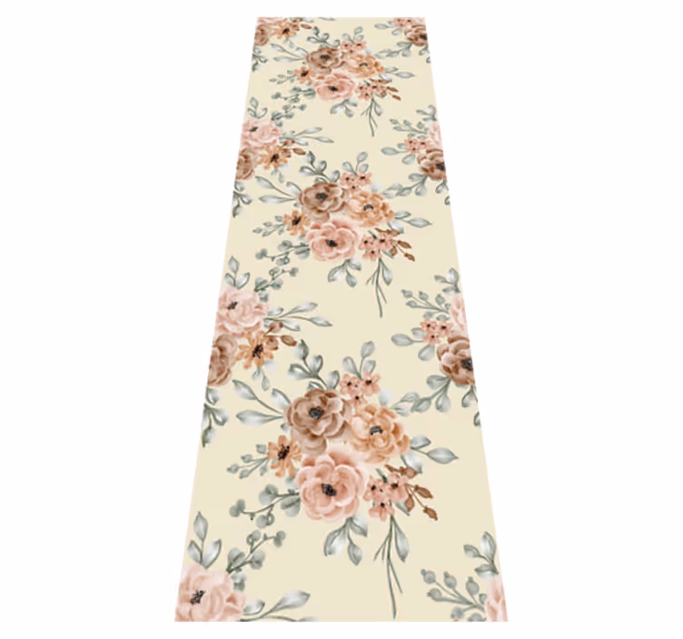 Vintage vinyl rug romantic large rose painting - TenStickers