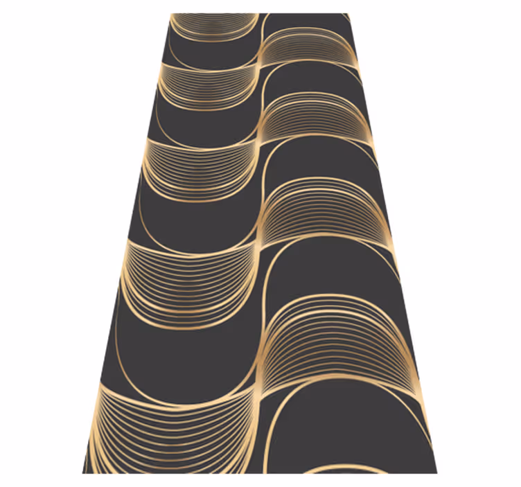 Vintage vinyl rug with gold wave art pattern - TenStickers