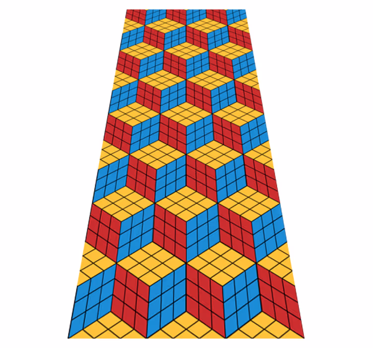 Vintage vinyl rug rubik's cube classic design - TenStickers
