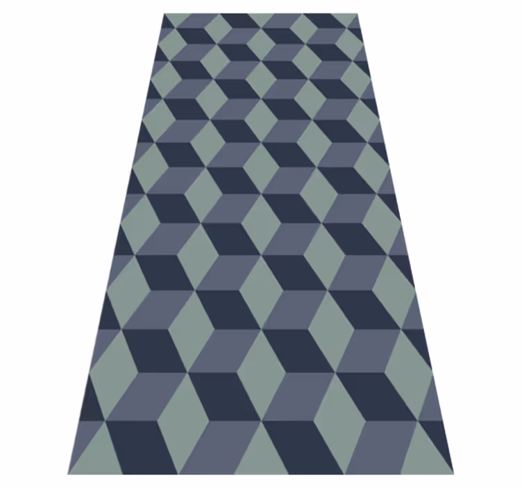Vintage vinyl rug in retro blue cube pattern - TenStickers