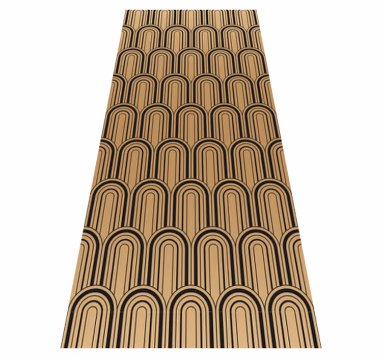 Vintage vinyl rug with golden arc art decor pattern - TenStickers
