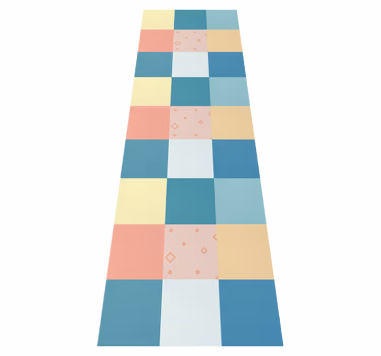 Vintage vinyl rug in colorful retro patchwork - TenStickers