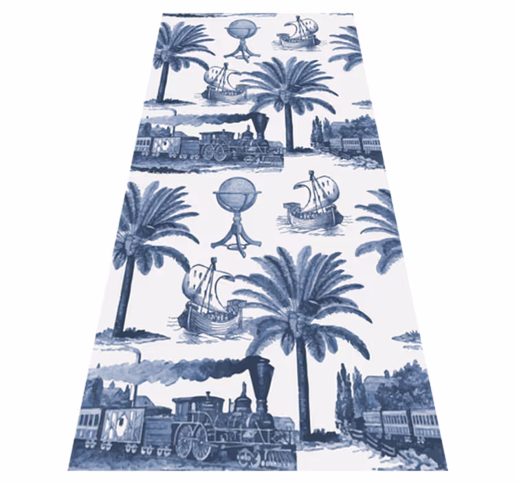 Vintage vinyl rug with blue french vintage pattern - TenStickers